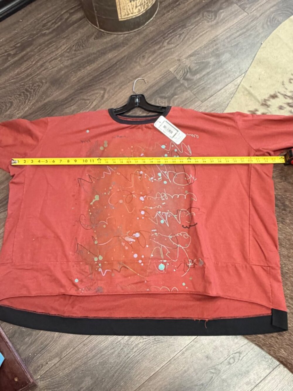 Blue Fish Rust Red Graphic Pullover with Black Trim - Picture 7 of 7